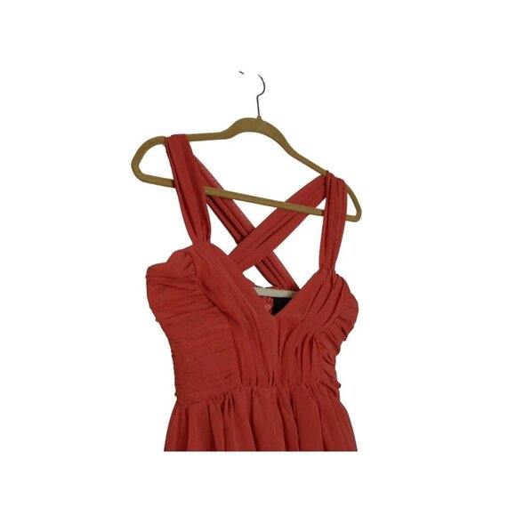 NEW H&M Womens Dress Size 8 Coral Crossover Back Tier Ruching Zip-up Back V-Neck - Picture 4 of 16
